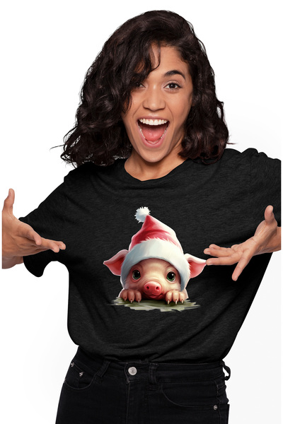 StoryGift Romania Tricou Femei Cu Un Purcelus Timid, Ilustratie, Ezitant, Cac...