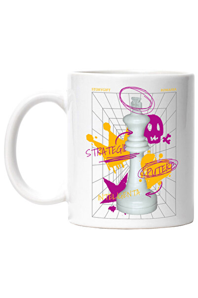 StoryGift Romania Cana Piesa De Sah Ategie, Putere, Inteligenta, 330ml, Ceram...