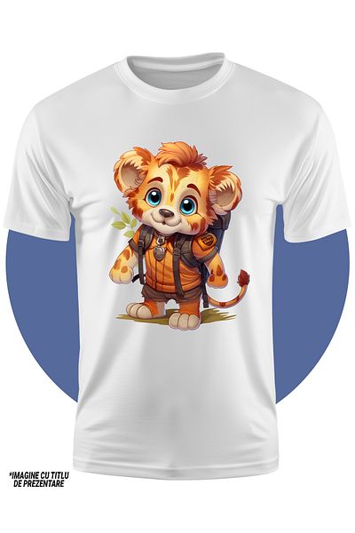StoryGift Romania Tricou Copii Cu Un Pui De Jaguar Fericit, Ilustratie, Explorator, Pleaca In Expeditie, Ani