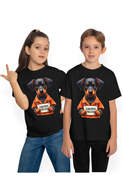 StoryGift Romania Tricou Copii Cu Un Catel Doberman Pinscher La Puscarie, Ilu...
