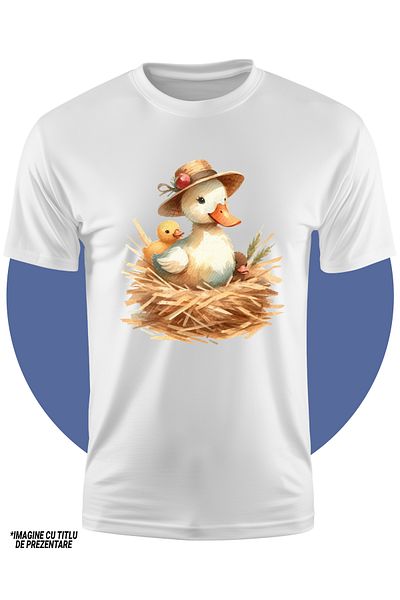StoryGift Romania Tricou Copii Cu O Rata Cu Puisorii Ei, Ilustratie, Iubire Materna, Familie, Grija, Mama, P