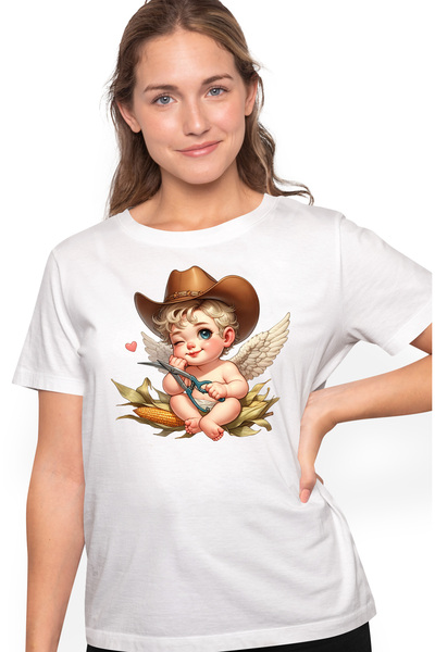 StoryGift Romania Tricou Femei Cu Un Bebelus Cu Palarie De Cowboy, Ilustratie...
