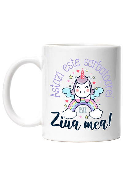 StoryGift Romania Cana Unicorn Curcubeu Nori Text Haios Astazi Este Sarbatoar...