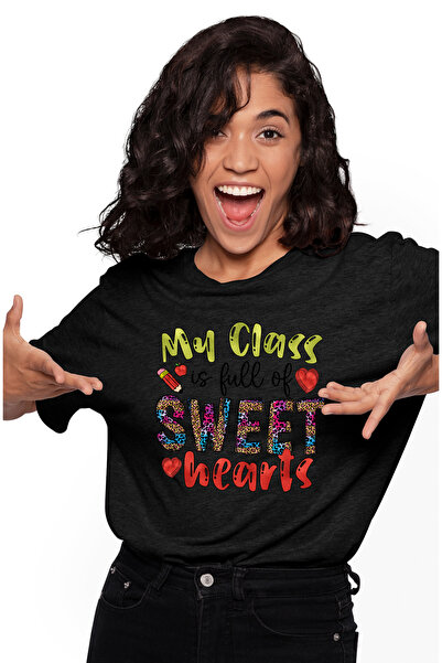 StoryGift Romania Tricou Femei Cu Mesajul "my Class Is Full Of Sweet Hearts",...