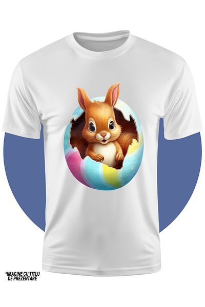StoryGift Romania Tricou Copii Cu Un Pui De Veverita Care Iese Dintr-un Ou Spart, Ilustratie, Rozatoare, Ves