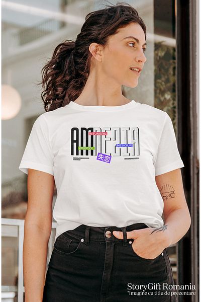 StoryGift Romania Women's T-shirt Amnesia dark abstract design danger with print on the front, 100 WHT_L,STG