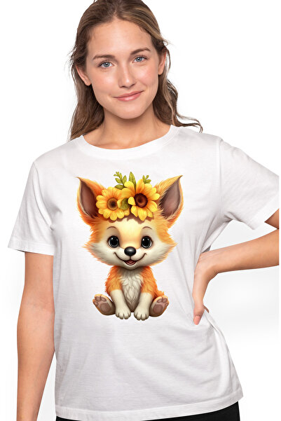 StoryGift Romania Tricou Femei Cu Un Pui De Vulpe, Ilustratie, Vesel, Zambest...