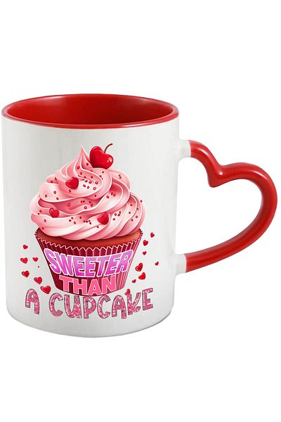 StoryGift Romania Mug with the message "Sweeter than a cupcake", cherry muffin, love, sweeter than, With, STG