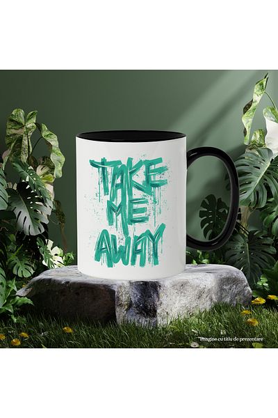 StoryGift Romania Mug With English Message Take Me Away, Graffiti, Illustration, Multicolor 330 ml, , With