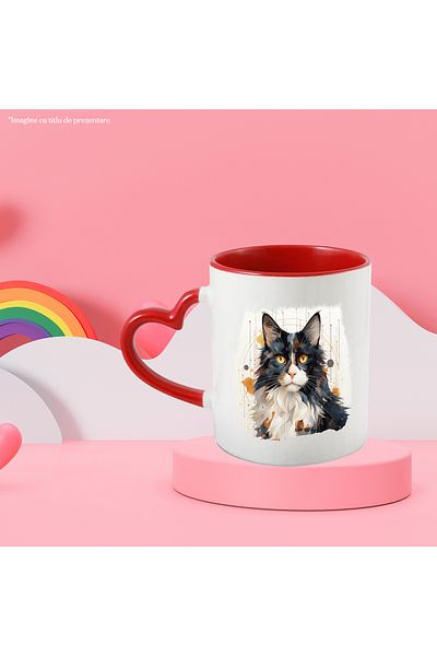 StoryGift Romania Cat Mug, Polka Dots, Paint Splatters, Pet, Multicolor 330 ml, Ce, Cu,STG