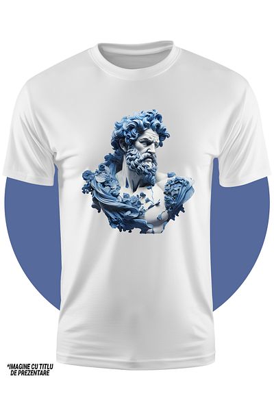 StoryGift Romania Tricou Copii Cu O Statuie Din Grecia, Ilustratie, Zeus, Mitologie, Putere, Putin Suparat,