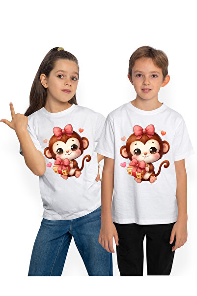 StoryGift Romania Tricou Copii Cu O Maimutica Dragalasa, Ilustratie, Funda, I...