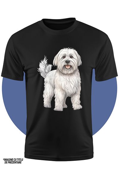 StoryGift Romania Tricou Copii Cu Un Caine Alb, Blanos, Ilustratie, Curios, Ascultator, Pentru Iubitorii De