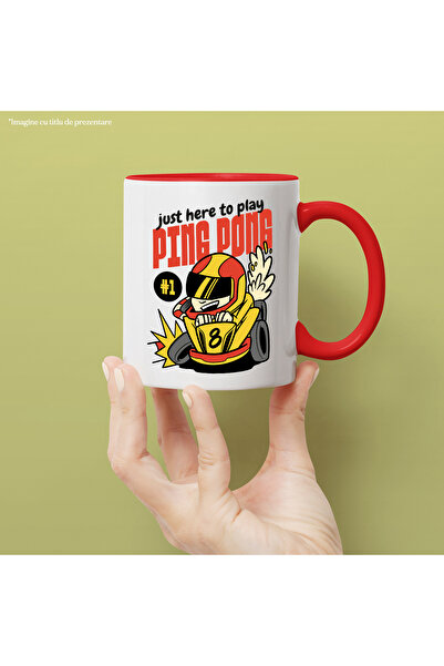 StoryGift Romania Mug With Message In English Just Here To Play Ping Pong, Race, Helmet, Multicolor 3, With ,STG