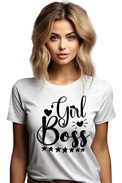 StoryGift Romania Tricou Femei Cu Inimioare Si Stelute Cu Textul "girl Boss" ...
