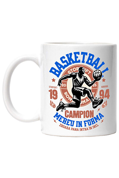 StoryGift Romania Cana Cu Jucator De Baschet Minge Saritura Joc In Echipa Spo...