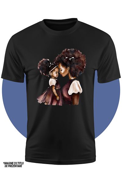 StoryGift Romania Tricou Copii Cu O Mama De Culoare Care Isi Tine Fetita In Brate, Ilustratie, Bucurie, Iubi