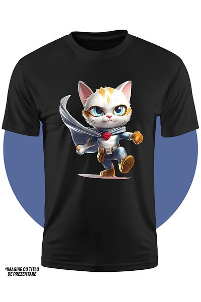 StoryGift Romania Tricou Copii Cu Un Motan Erou, Ilustratie, Costum, Superputeri, Ajuta Lumea, Felina, 100%