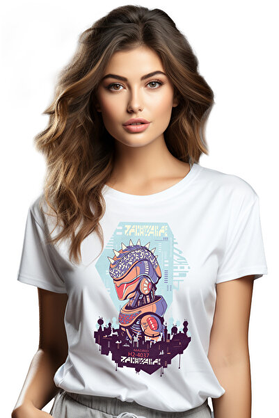 StoryGift Romania Tricou Femei Monstru Robot Cyberpunk, Madrid, Future, Creativitate, Arta, Colaj Wht_l