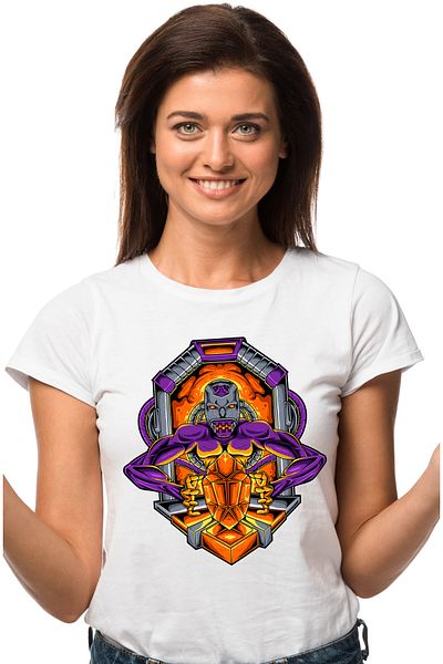StoryGift Romania Women's T-Shirt With Monster, Crystal, Robot, Arms, Cables, Sci Fi, Mecha, Multicolor WHT_XS,STG1217