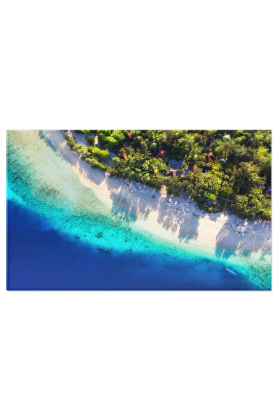 StoryGift Romania Tablou Canvas Umbrele Ca Fundal In Vedere De Sus Plaja Si O...