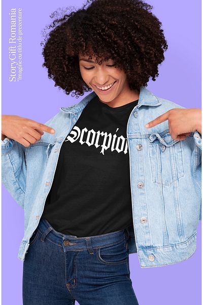 StoryGift Romania Tricou Femei Scorpion, Mesaj Motivational, Cuvant, Text Inspirational, Self Care Blk_l