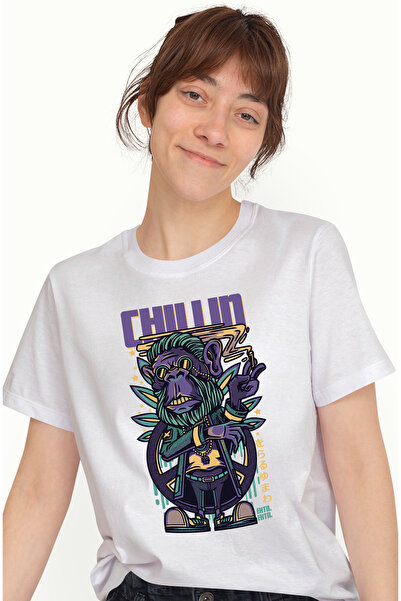 StoryGift Romania Tricou Femei Cu Maimuta In Haine Stil Hippie Mov Cu Tigara ...