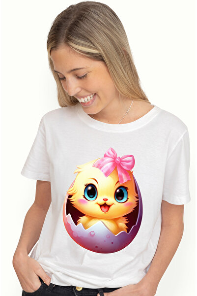 StoryGift Romania Tricou Femei Cu Un Puisor Galben Care Iese Dintr-un Ou Spar...