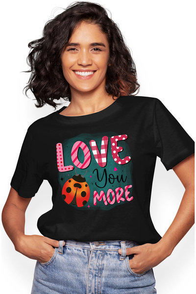 StoryGift Romania Tricou Femei Cu O Buburuza Cu Mesajul "love You More", Inim...