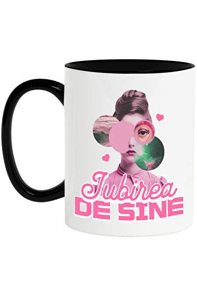 StoryGift Romania Cana Cu Chip Feminin Abstract Cu Lupa Ochii Camasa Roz Text...