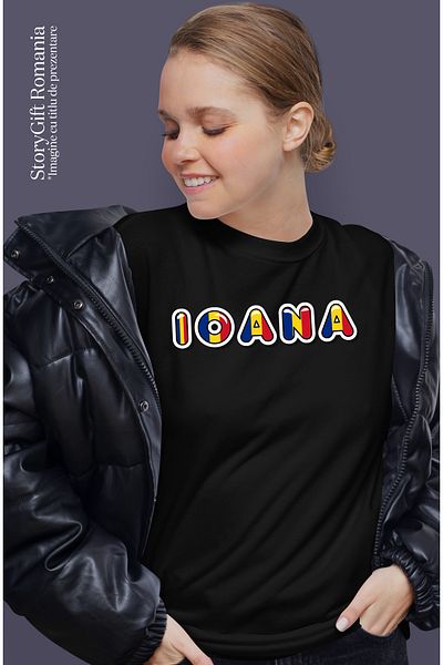 StoryGift Romania Tricou Femei Cu Numele Ioana, Romania, Suporter, Steagul Romaniei, Patriot, Cu Blk_l