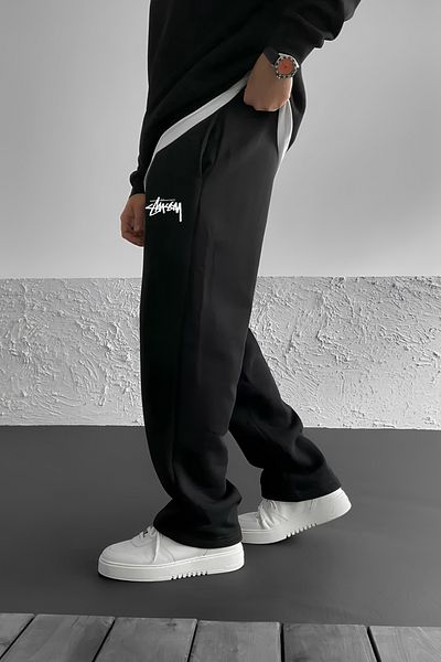 THE RULE Stüssy Printed Baggy Summer 3 Thread Loose Fitting Straight Leg Seasonal Black Sweatpants Rf0510