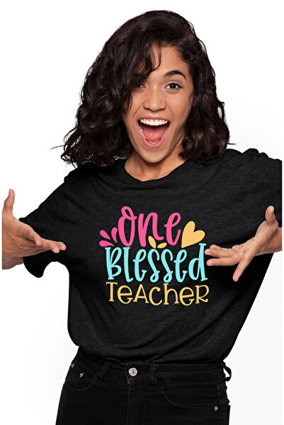 StoryGift Romania Tricou Femei Cu Mesajul One Blessed Tecaher, Profesie De Pr...