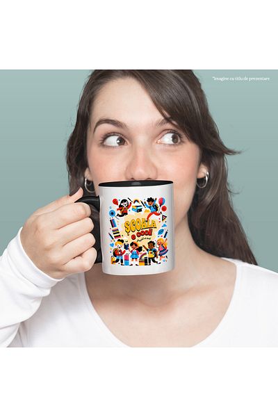 StoryGift Romania School Mug is Cool. Ready to Learn Education, 330ml, Ceramic with Black Handle, With Ma,STG