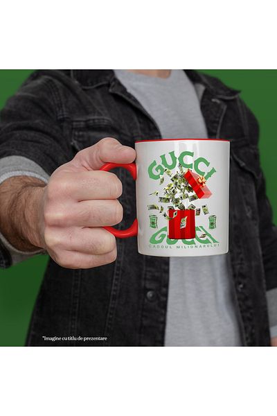 StoryGift Romania _Gucci_ Mug - Millionaire's Gift, 330ml, Ceramic with Red Handle, With Red Handle STG ,,STG .