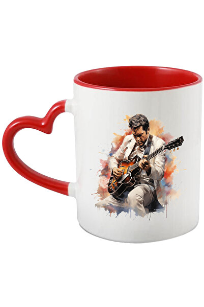 StoryGift Romania Cana Cu Elvis Presley, Cantaret Faimos, Actor, Chitara, Artist, Multicolor 330 M, Cu Maner Inim Stg