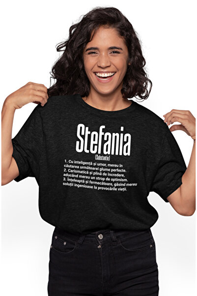 StoryGift Romania Tricou Femei Cu Numele Stefania, Si Mesaj Motivational, Glu...