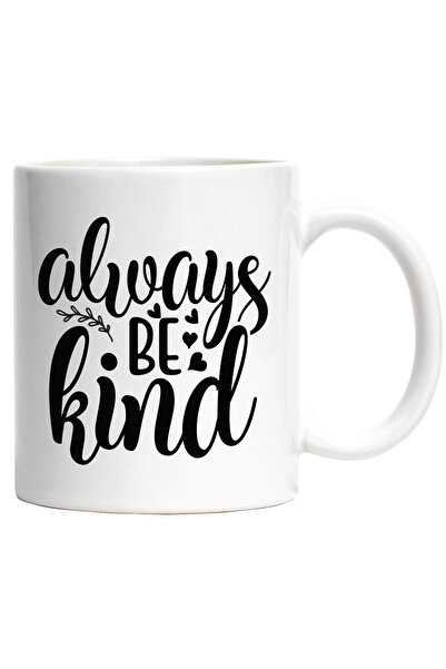 StoryGift Romania Cana Cu Inimioare Si Textul "always Be Kind" - Fii Mereu Buna Cu Maner Alb, Cu Maner Alb Stg