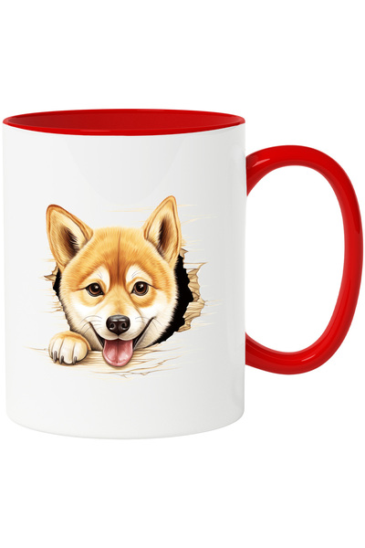 StoryGift Romania Cana Cu Un Catel Akita Inu Care Scoate Capul Printr-o Gaura...