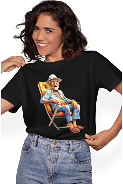 StoryGift Romania Tricou Femei Cu Un Om In Varsta Care Rade, Ilustratie, Vaca...