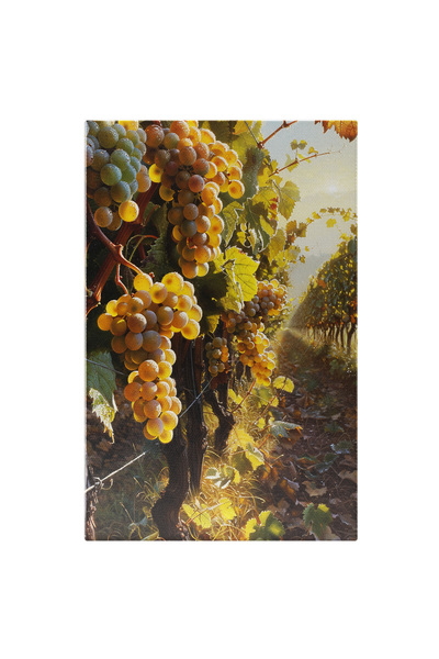 StoryGift Romania Tablou Canvas: Viță-de-vie, Recoltă De Struguri Albi În Ciorchini- Fructe Și Vin Alb Pictura D
