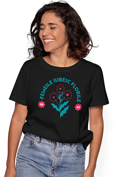 StoryGift Romania Tricou Femei Femeile Iubesc Florile Floare Roz Natura Cu Im...