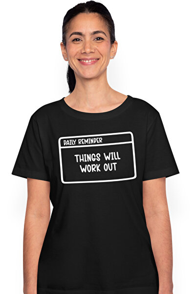 StoryGift Romania Tricou Femei Cu Mesaj Incurajator In Engleza "things Will Work Out" - Lucrurile Blk_l