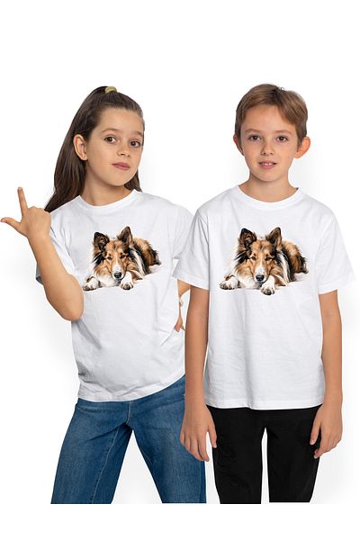 StoryGift Romania Tricou Copii Cu Un Caine Serios Care Sta Degeaba, Ilustratie, Cuminte, Prietenul Omului, P
