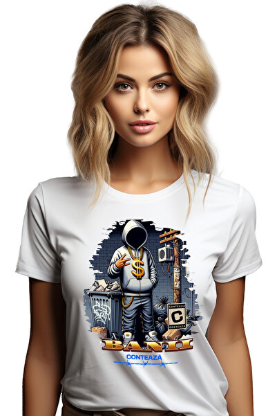 StoryGift Romania Tricou Femei Banii Conteaza Gangster Cu Hanorac Si Medalion...