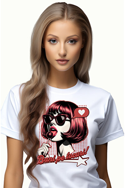 StoryGift Romania Tricou Femei Bani Pe Tocuri Fata Cu Ochelarii De Soare Si B...