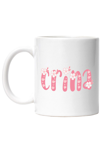 StoryGift Romania Cana Cu Numele Crina, Flori, Colorat, Roz, Dragut, 330ml, C...