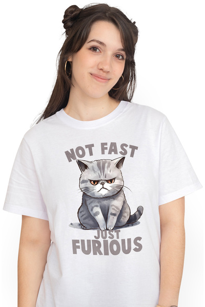 StoryGift Romania Tricou Femei Cu Pisica Furioasa Cu Mesajul "not Fast, Just ...