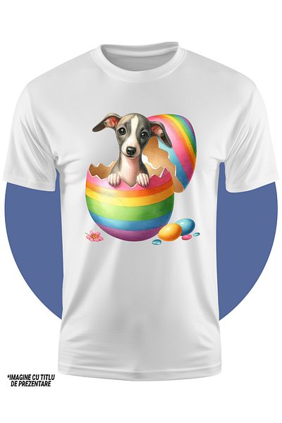 StoryGift Romania Tricou Copii Cu Un Catelus Slabut, Ilustratie, Iese Dintr-un Ou Spart, Vesel, Floare, Pent