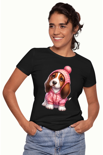 StoryGift Romania Tricou Femei Cu Un Catelus Serios Care Poarta Un Hanorac Cu...